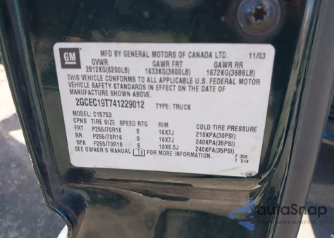 2004 Chevrolet Silverado 1500 Ls from USA, damaged, VIN 2GCEC19T741229012